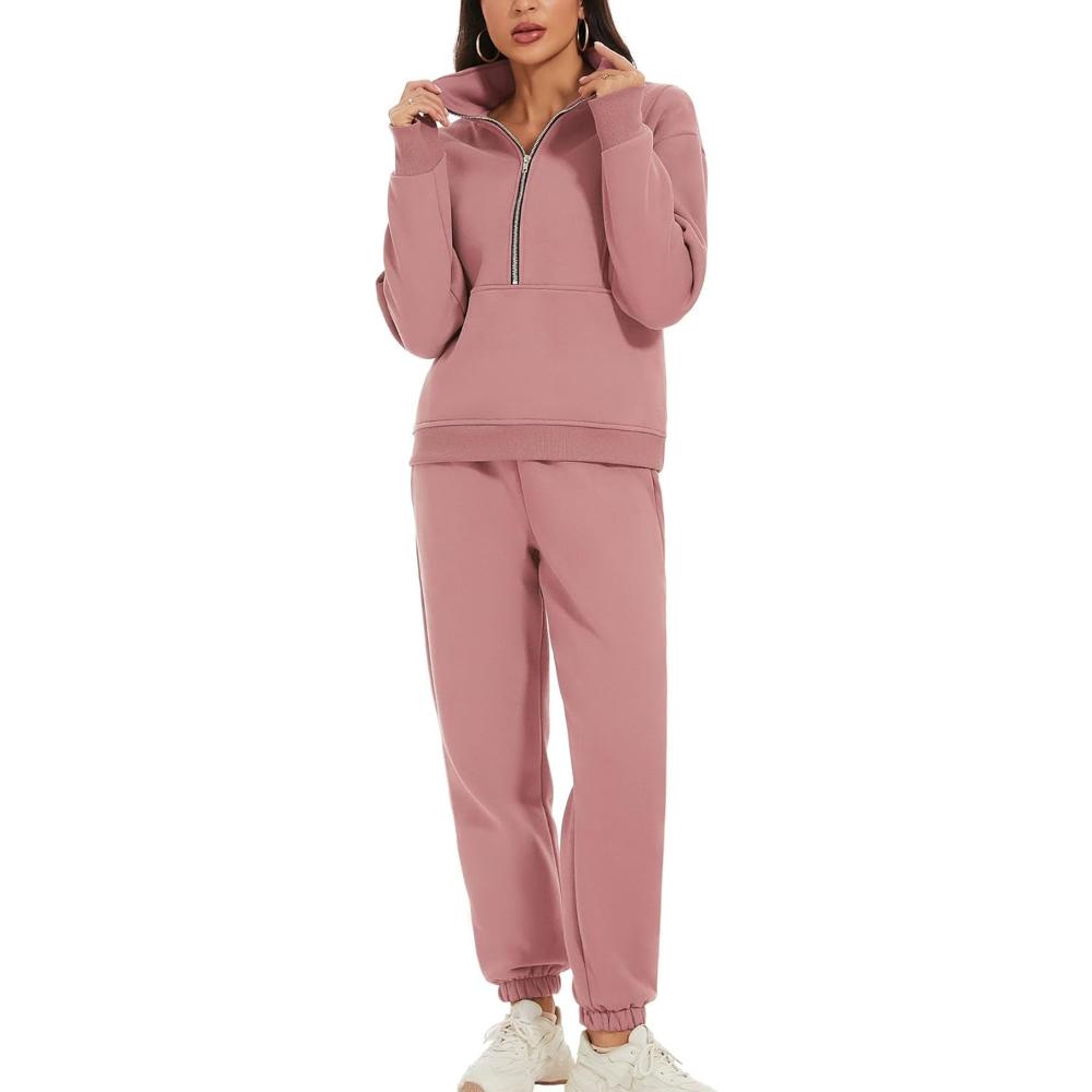 Zipper Top And Jogger Set-My Comfy Blouse