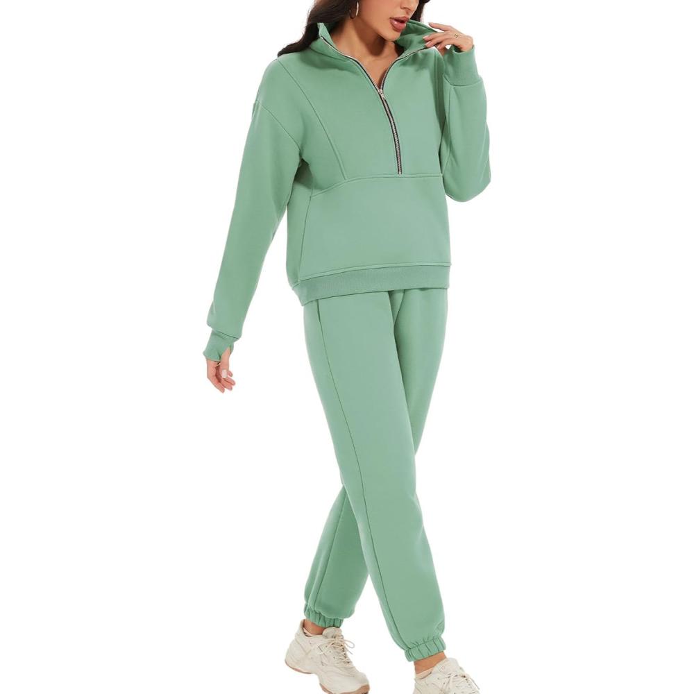 Zipper Top And Jogger Set-My Comfy Blouse