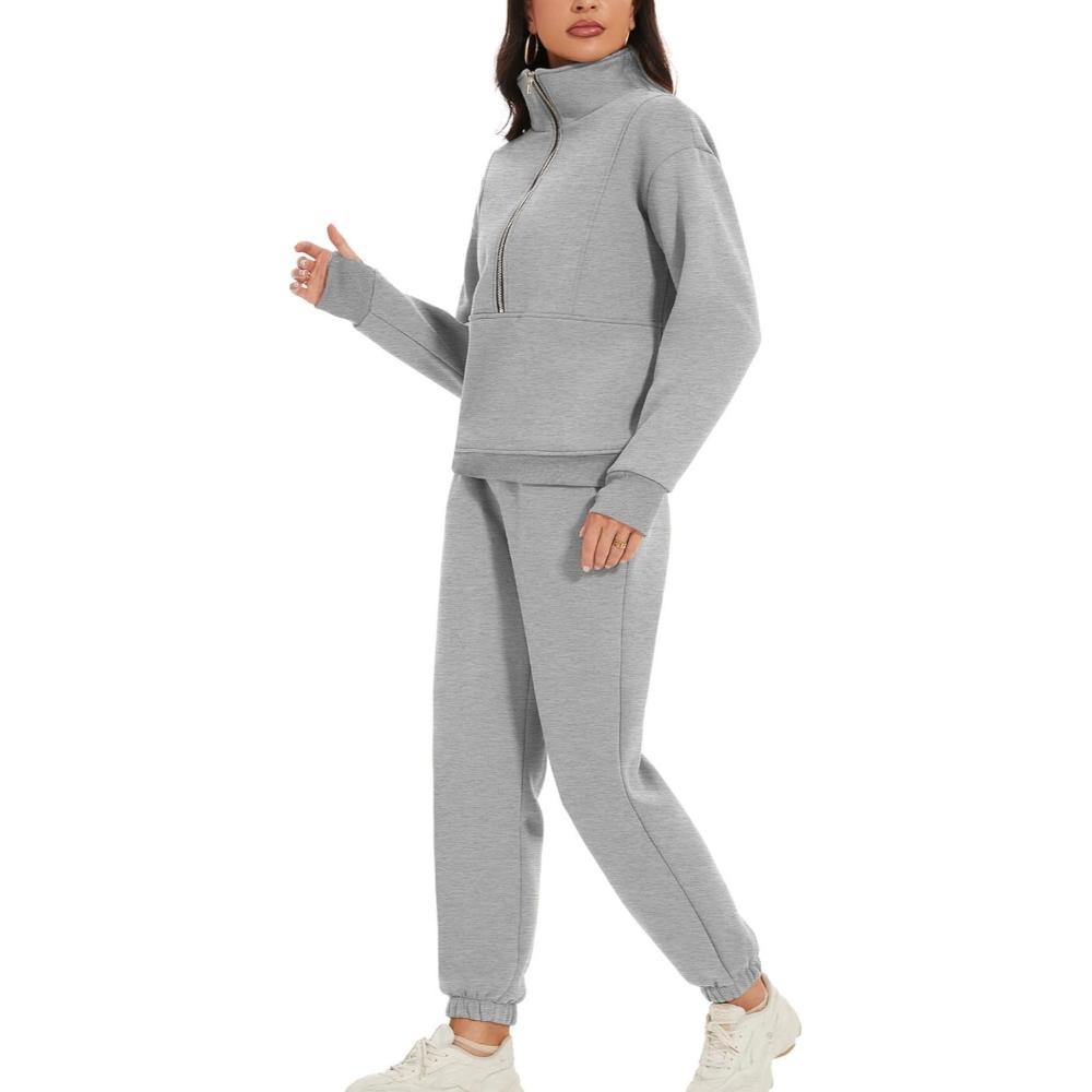 Zipper Top And Jogger Set-My Comfy Blouse