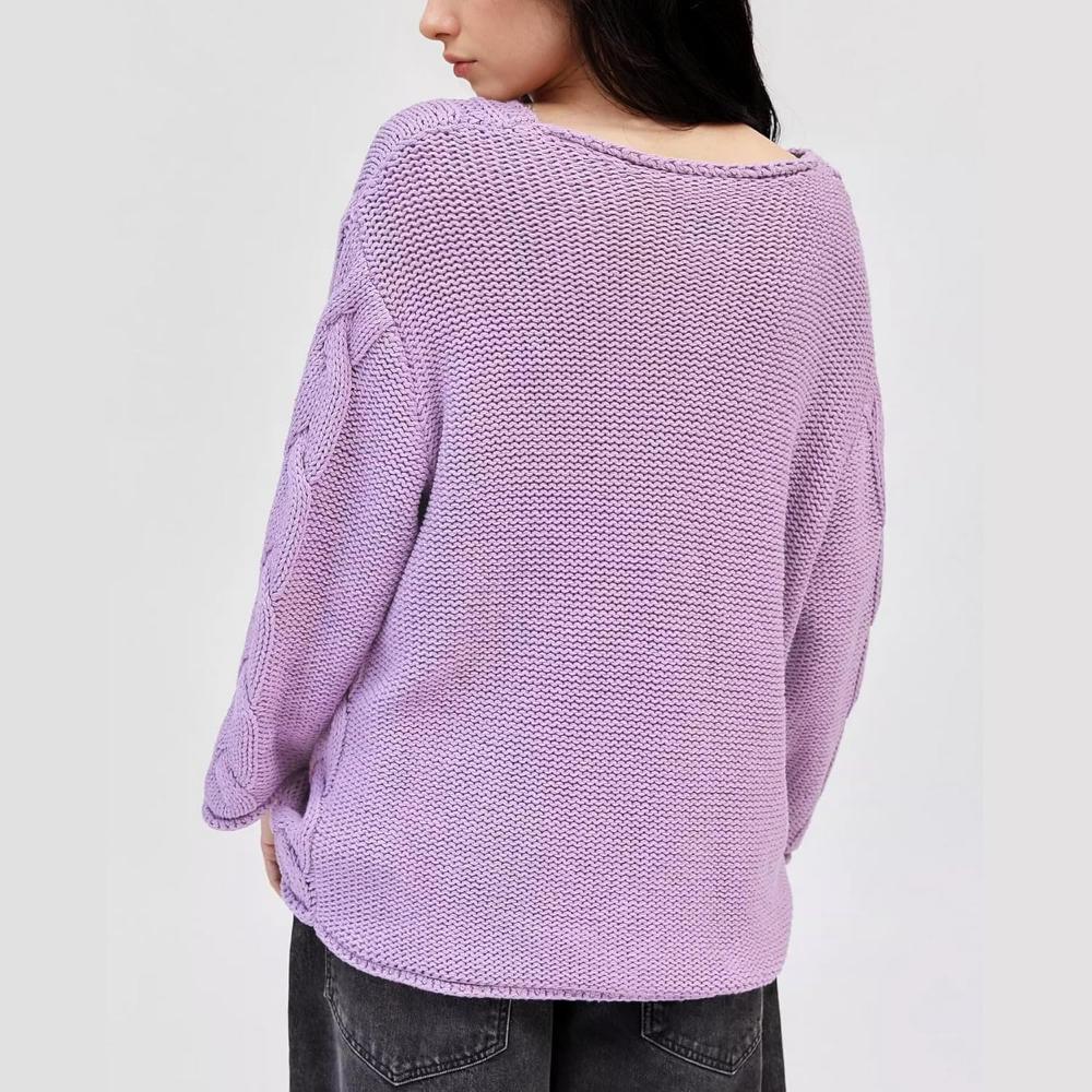 Oversized Cable Knit Pullover With Textured Design-My Comfy Blouse