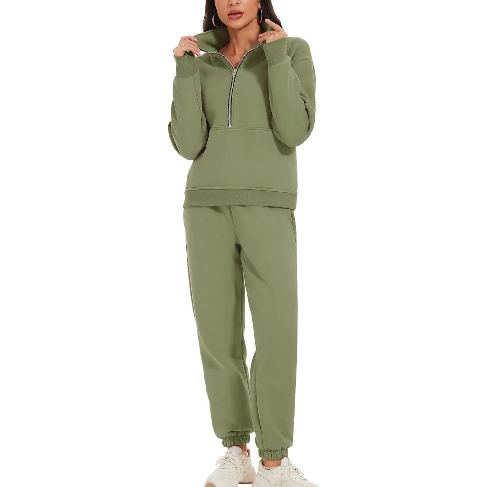 Zipper Top And Jogger Set-My Comfy Blouse