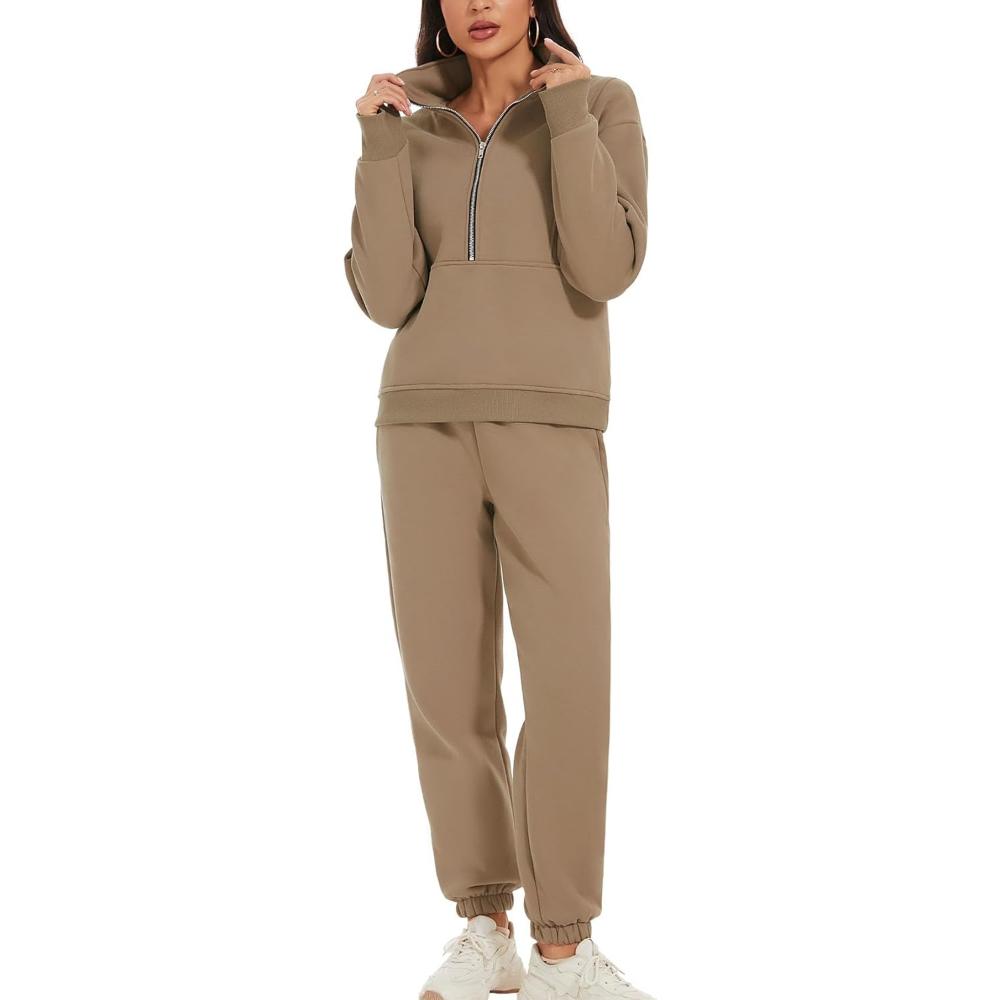 Zipper Top And Jogger Set-My Comfy Blouse