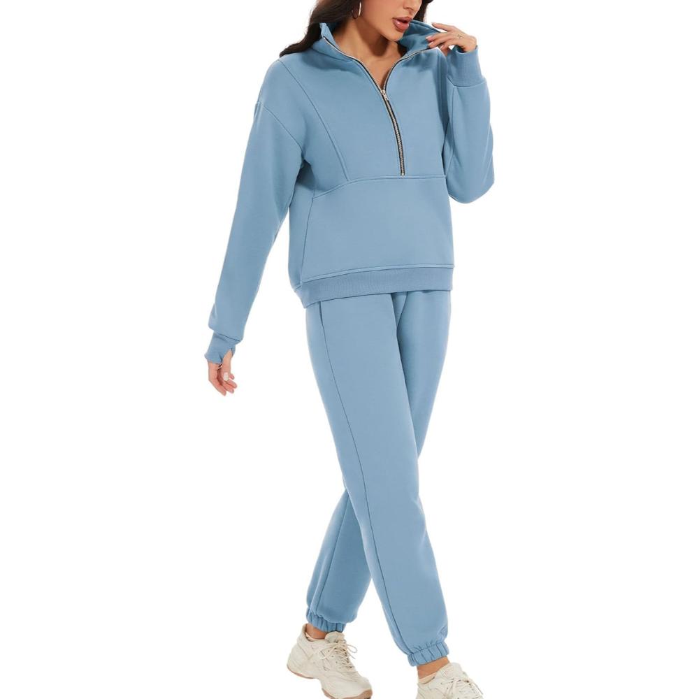 Zipper Top And Jogger Set-My Comfy Blouse