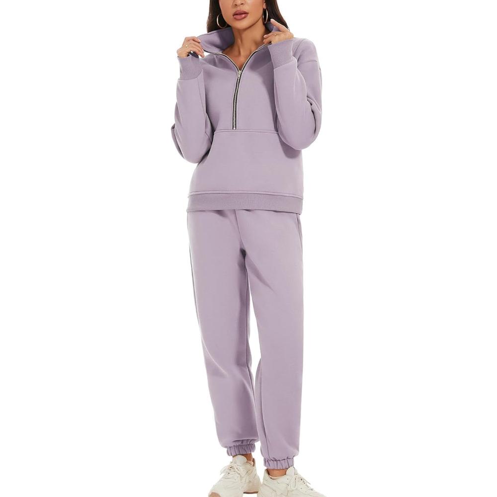 Zipper Top And Jogger Set-My Comfy Blouse