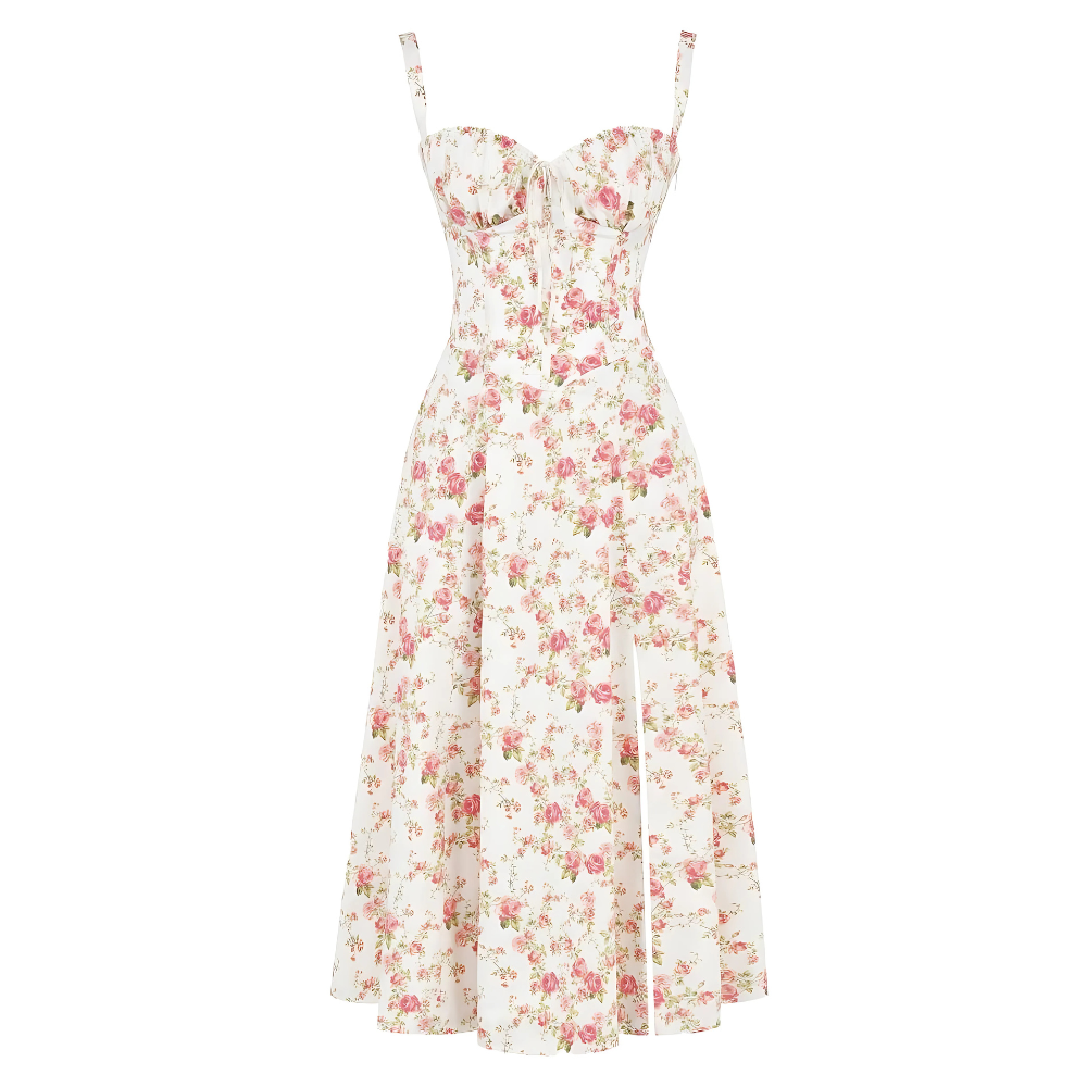 Floral Bustier Midriff Waist Shaper Dress