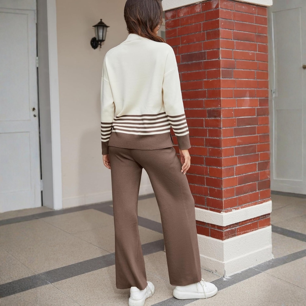 Two Piece Lounge Sets For Women With Knitted Pullover Sweater And Matching Pants