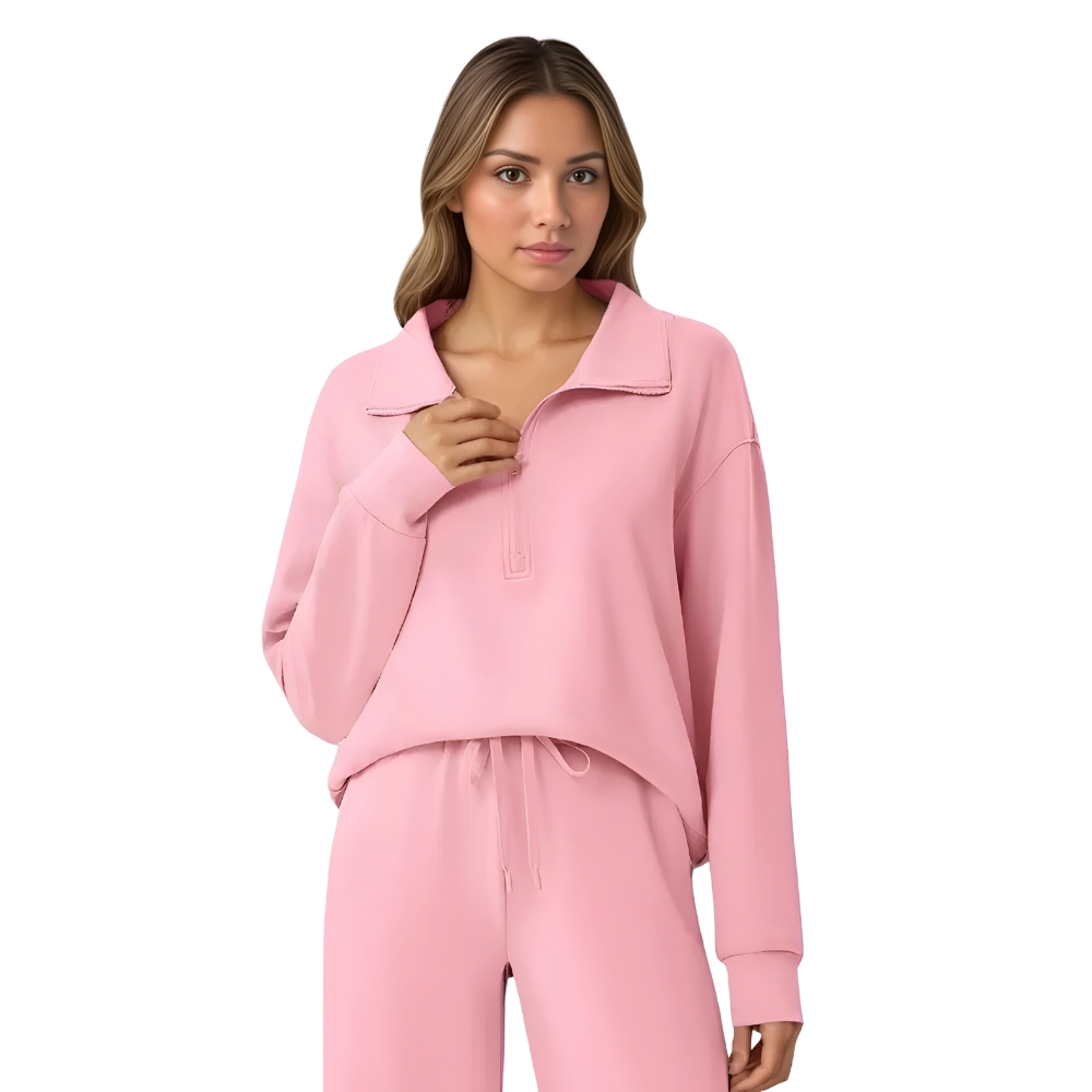 Two Piece Half Zip Sweatsuit With Loose Fit Outfit For Women