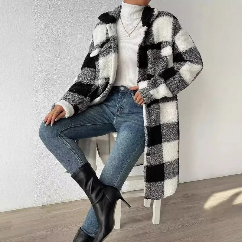 Oversized Button Up Plaid Coat-My Comfy Blouse