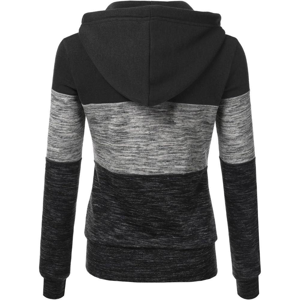 Zip Up Hooded Jacket With Contrast Stripes-My Comfy Blouse