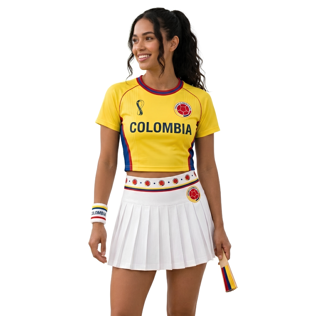 FIFA 2026 Colombia Football Themed Two Piece Skirt Set For Women