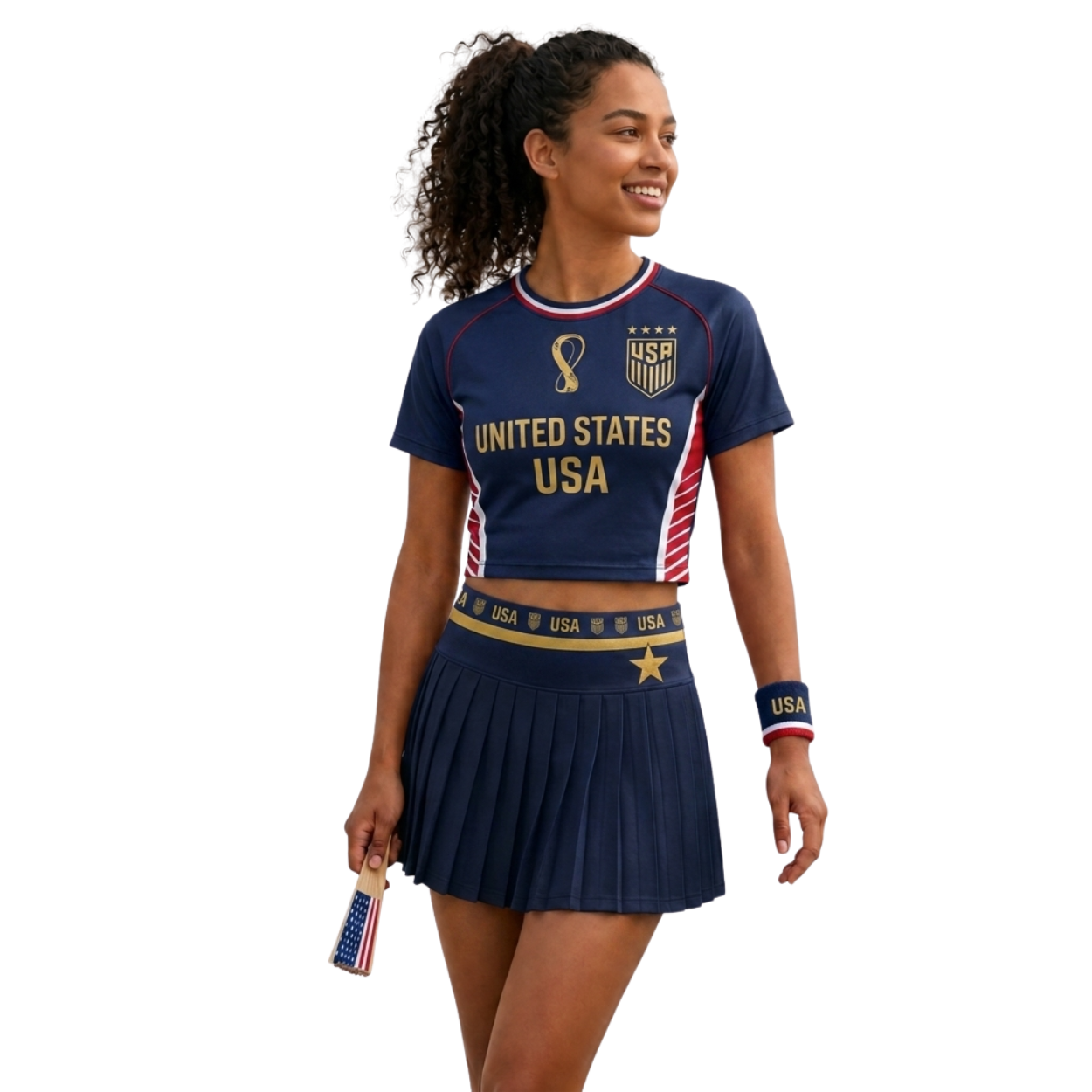 FIFA 2026 United States Football Themed Two Piece Skirt Set For Women