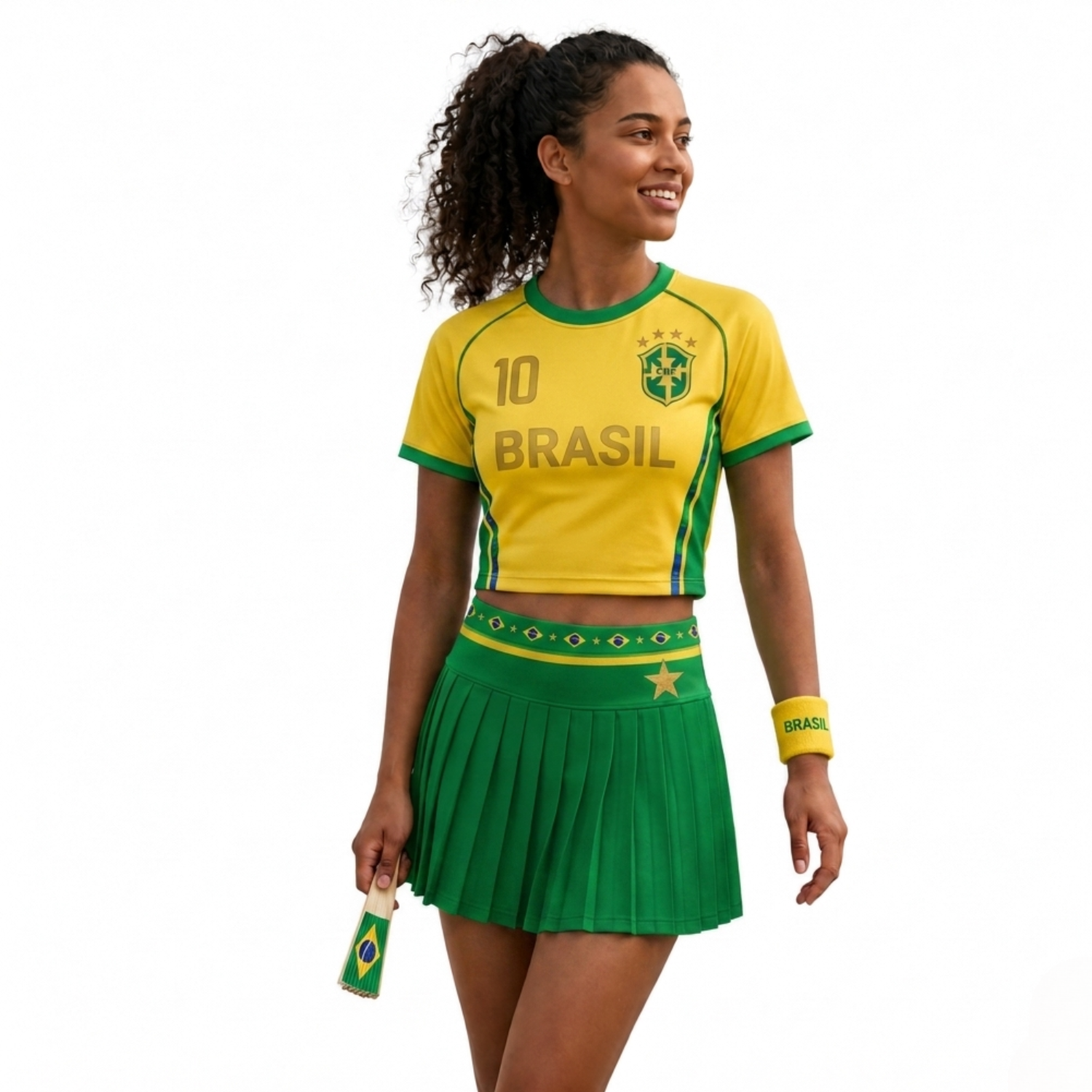 FIFA 2026 Brazil Football Themed Two Piece Skirt Set For Women