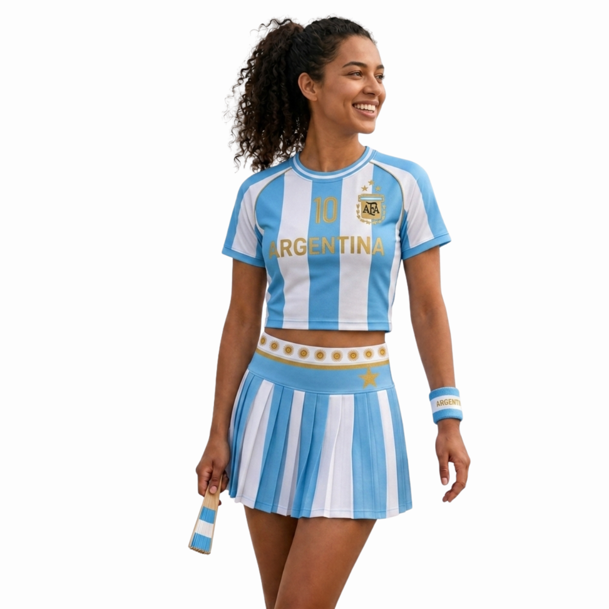 FIFA 2026 Argentina Football Themed Two Piece Skirt Set For Women