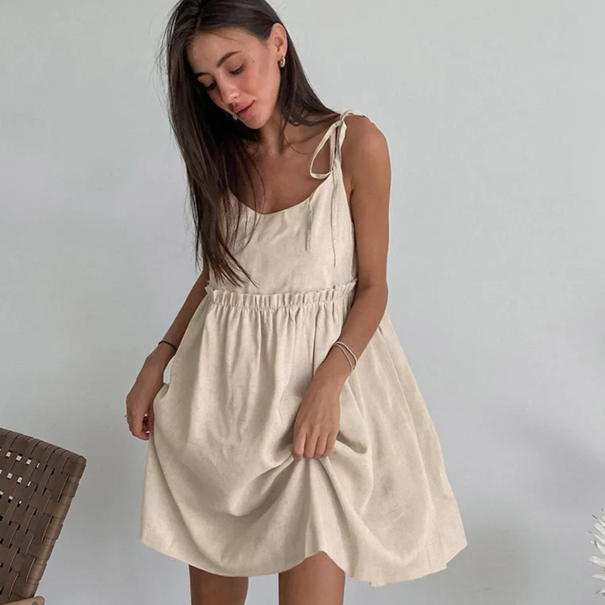 Lace Detail Sleeveless A Line Mini Dress For Women