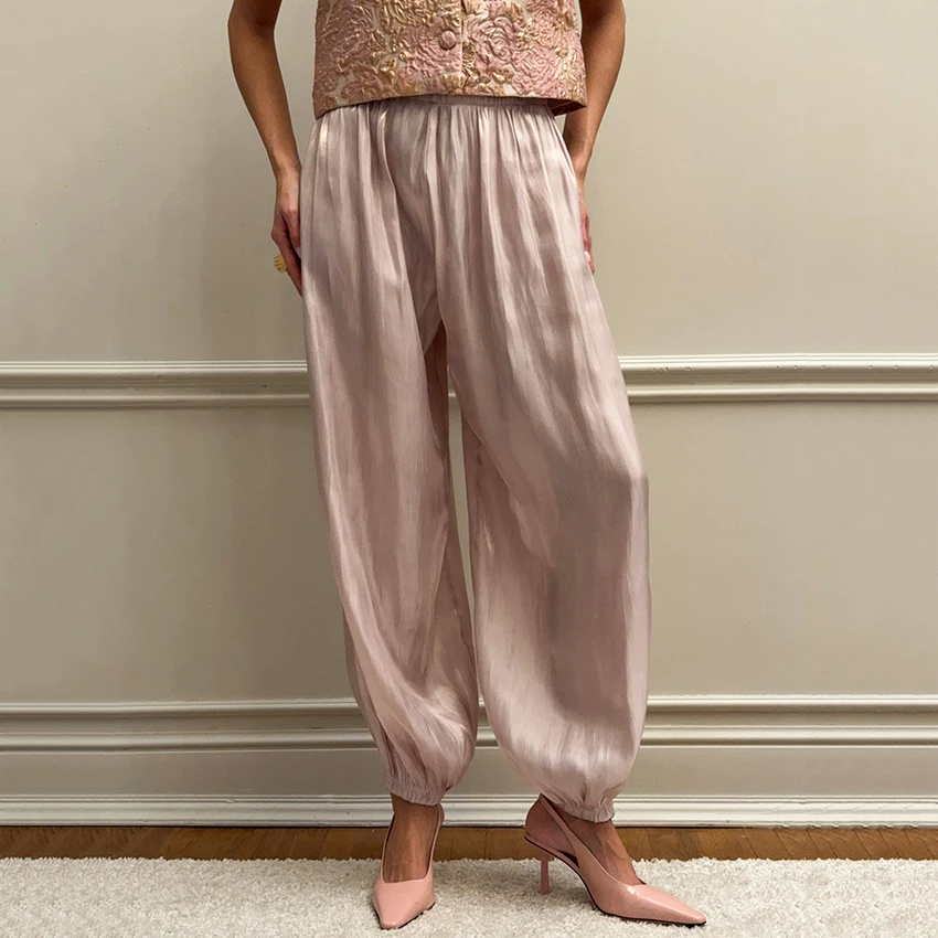 Loose Fit Vintage Design High Rise Long Pants For Women