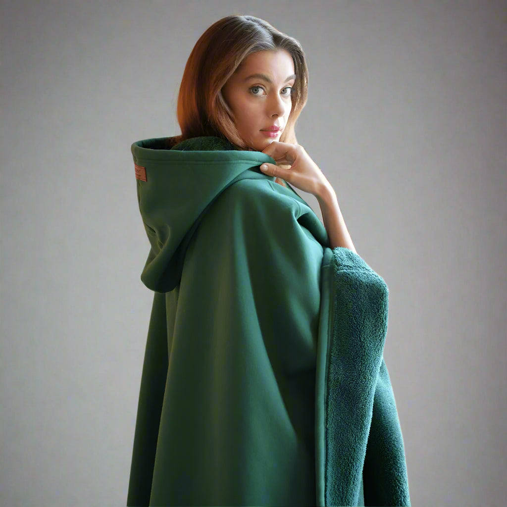 Warm Hooded Poncho With Soft Lining-My Comfy Blouse