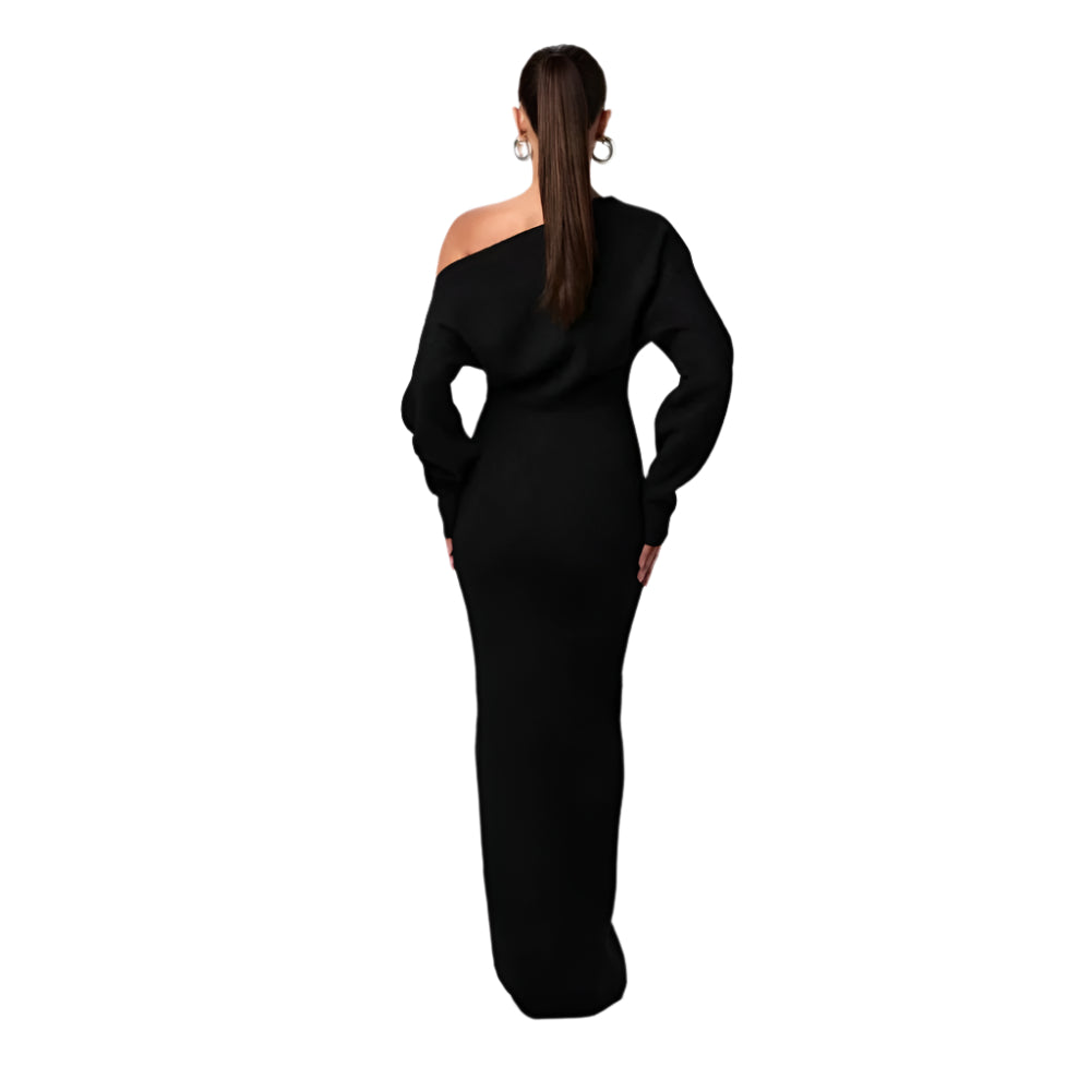 Long Sleeve Knit Maxi Dress With Modern Silhouette-My Comfy Blouse