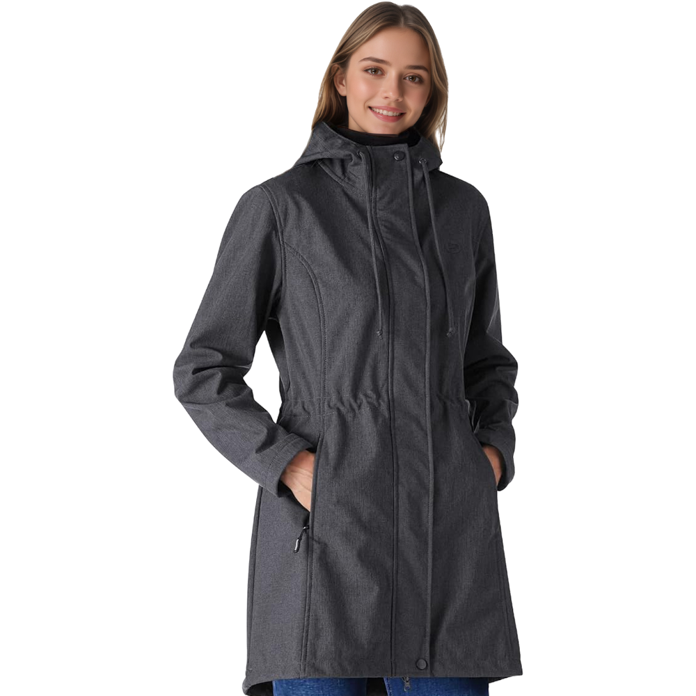 Women Lightweight Waterproof Fleece Lined Hooded Softshell Rain Jacket