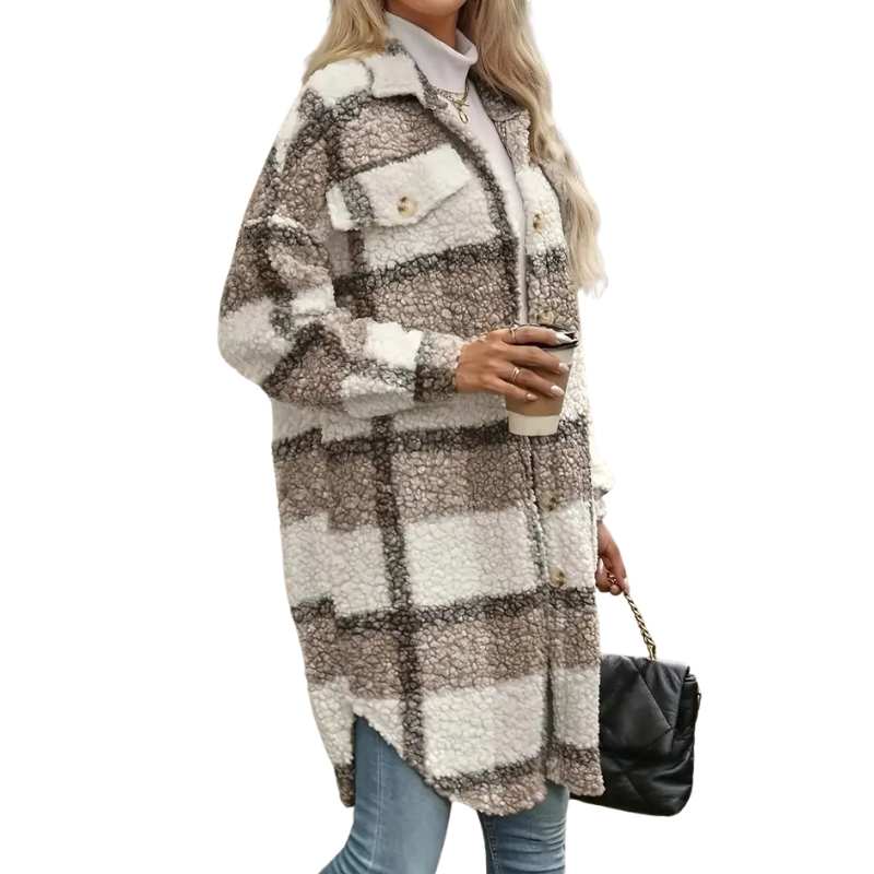 Plaid Button Up Oversized Jacket-My Comfy Blouse