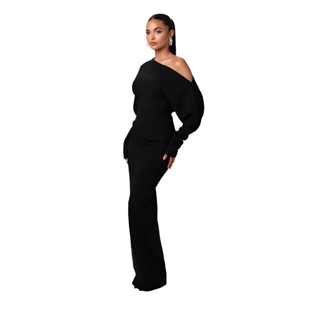 Long Sleeve Knit Maxi Dress With Modern Silhouette-My Comfy Blouse