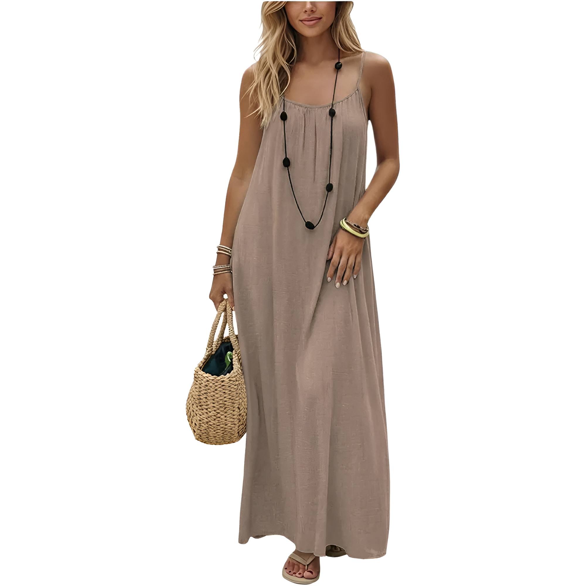 Loose Flowy Spaghetti Strap Beach Maxi Dress For Women