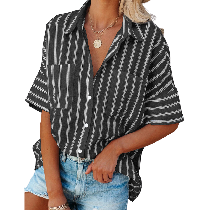 Semi-Formal Shadow Stripes Shirt-My Comfy Blouse