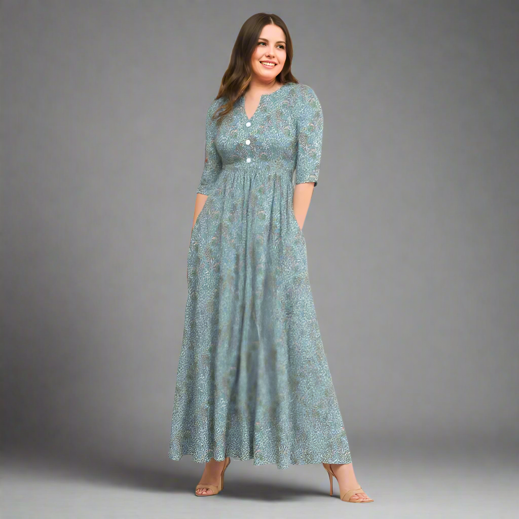 Comfortable Summer Flowy Floral Midi Dress-My Comfy Blouse