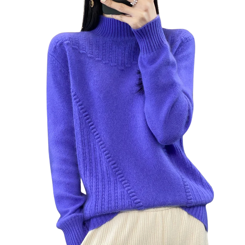 Loose Half Collar Pullover Sweater-My Comfy Blouse