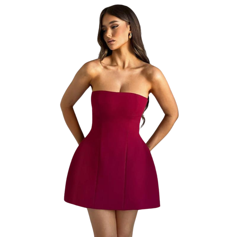 Strapless Mini Dress With Bubble Shape Skirt-My Comfy Blouse