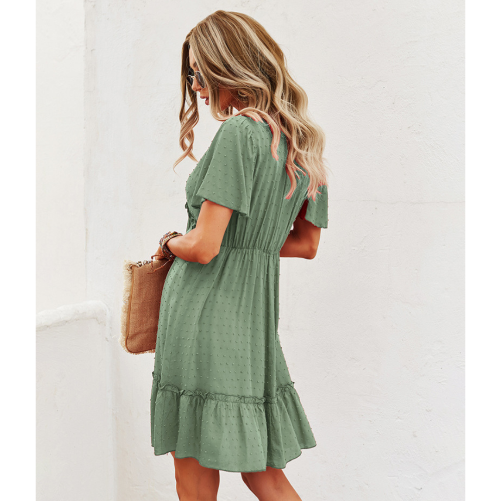 Boho Short-Sleeve Chiffon Dress-My Comfy Blouse