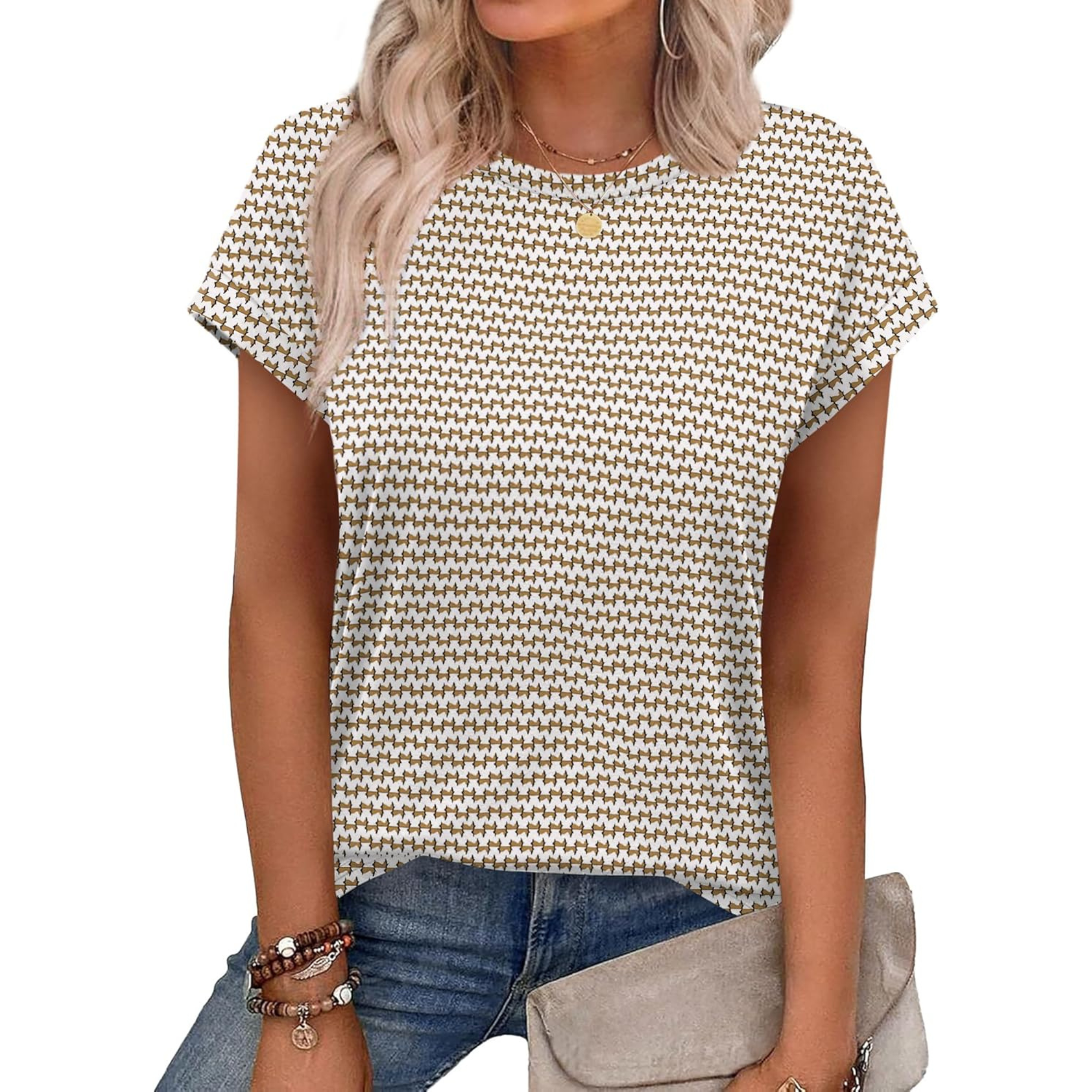 Womens Summer Tops Short Sleeve Shirts Crew Neck Tshirt Cute Trendy Tunic Blouses