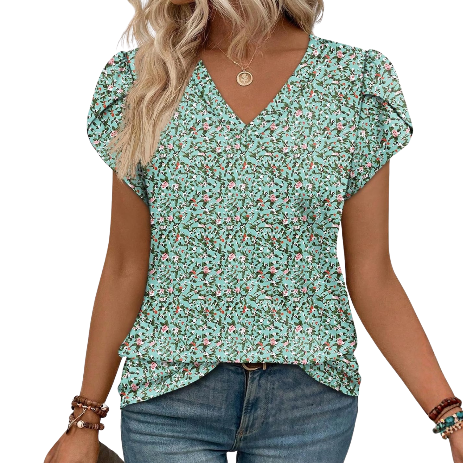 Women Tops Dressy Casual Petal Sleeve Summer Spring Short Sleeve Shirts Work Business Vacation Clothes