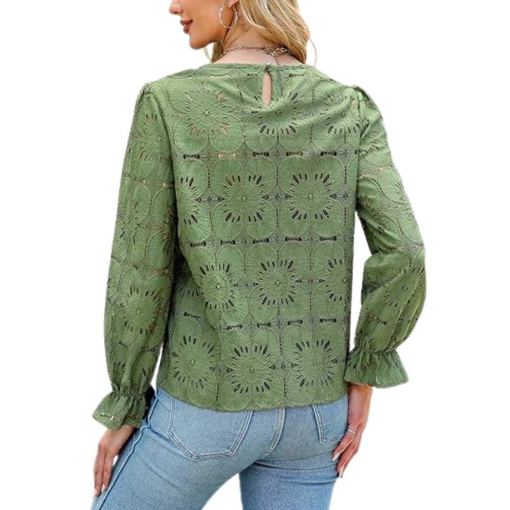 Women Embroidered Crochet Tops With Eyelet Lace Details