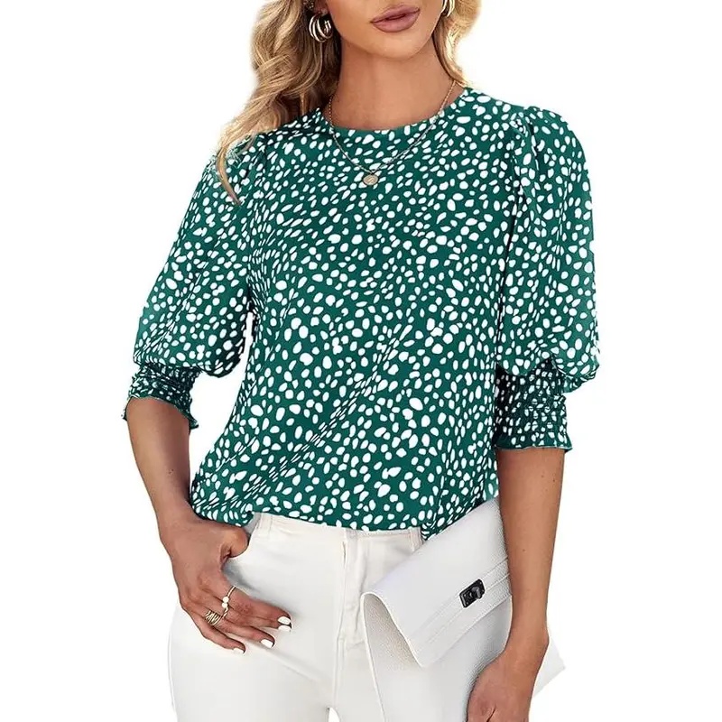Casual Office Work Dot Sleeve Blouse Tops For Women