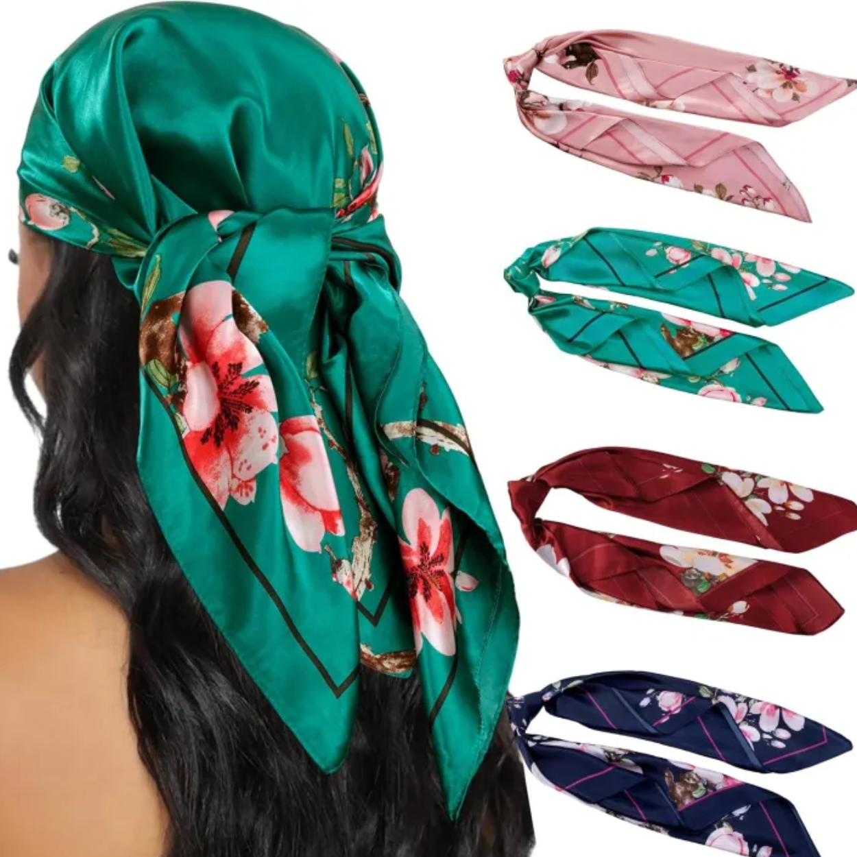 4 Pieces Square Bandana Hair Wraps For Women
