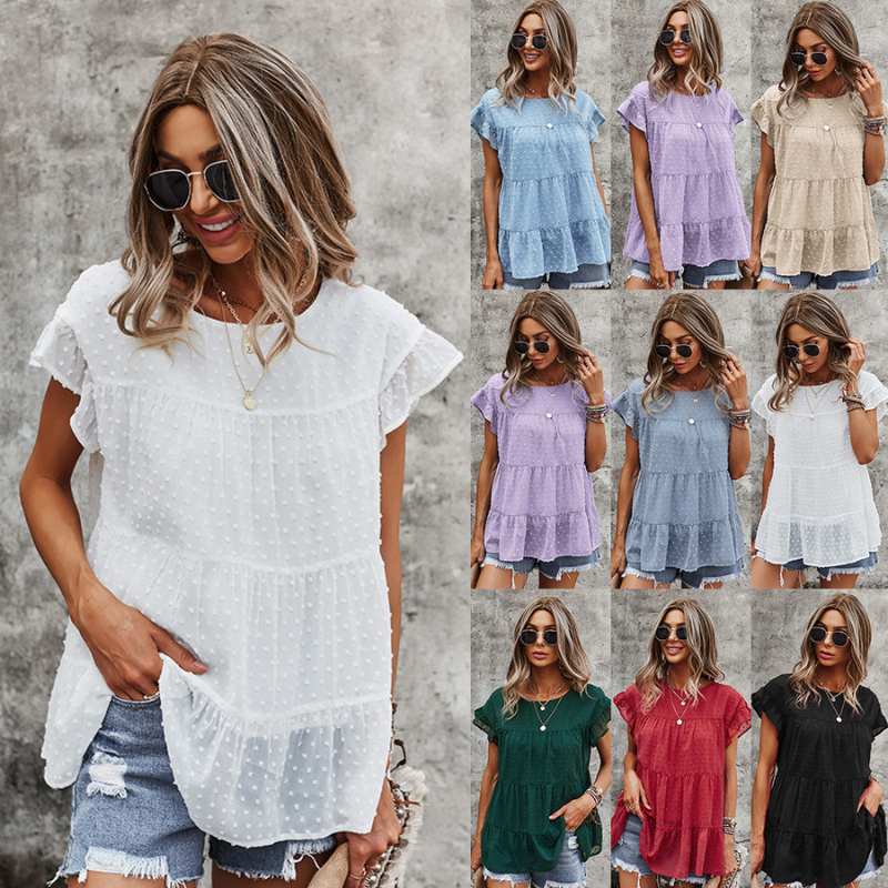 Multi Layered Frilled Short Sleeve Blouse-My Comfy Blouse