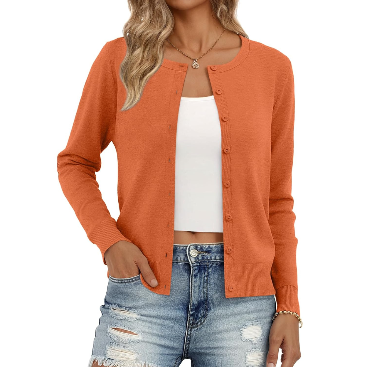 Soft Knit Button Down Cardigan Sweater For Women