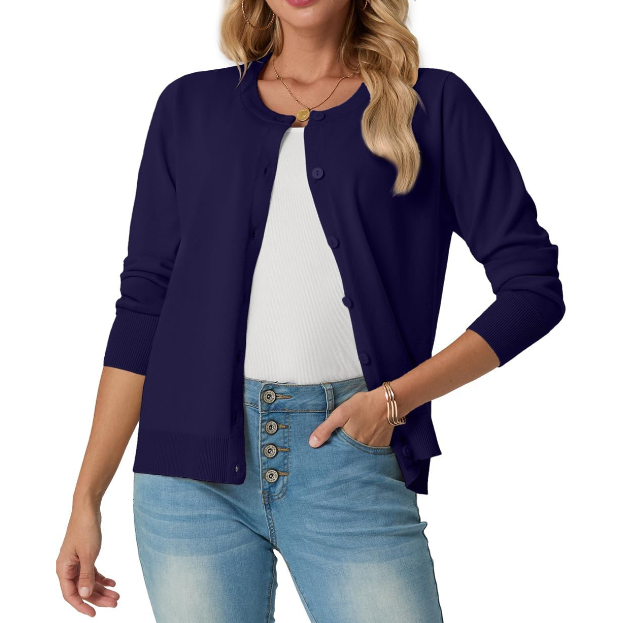 Casual Long Sleeve Knit Cardigan Sweater For Women