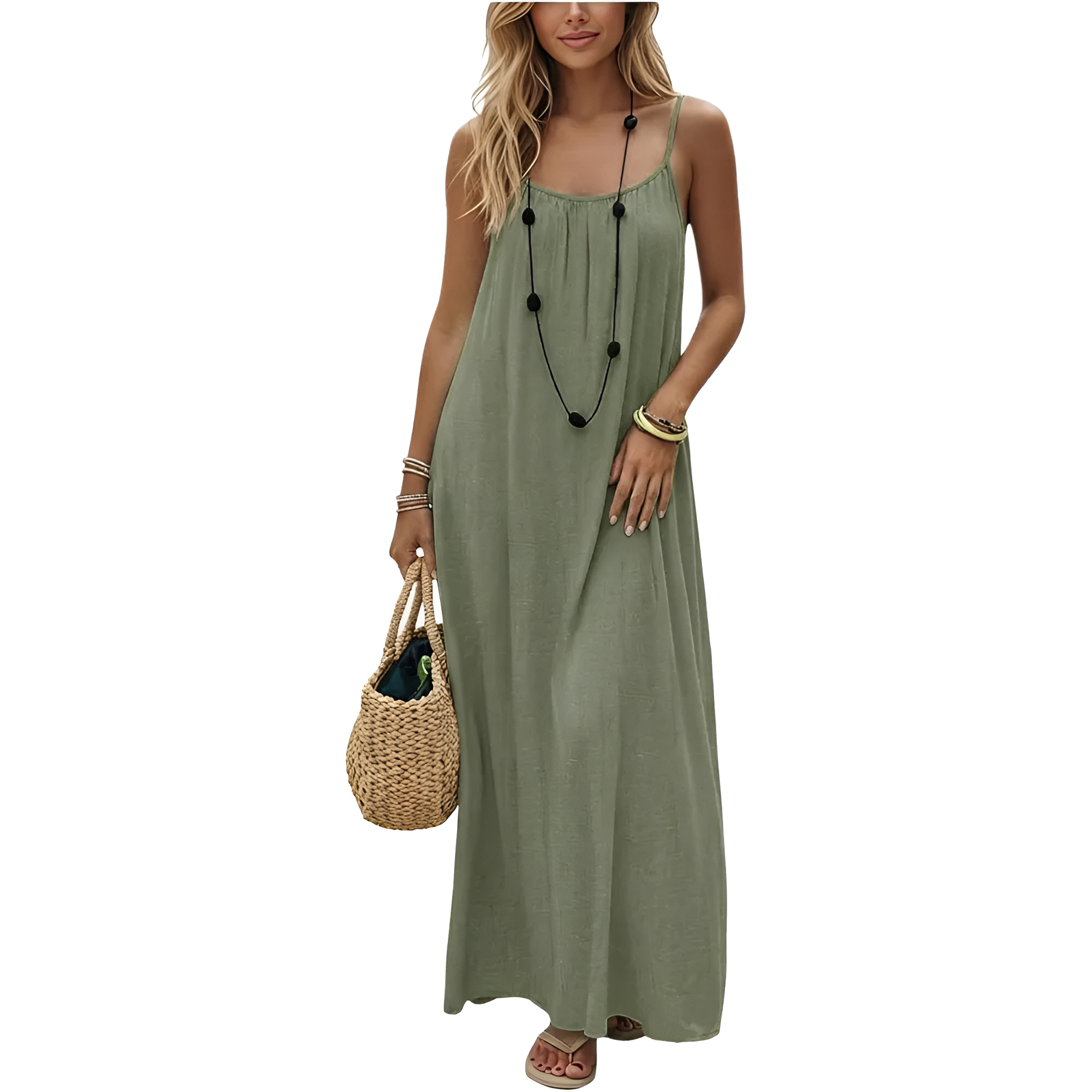 Loose Flowy Spaghetti Strap Beach Maxi Dress For Women