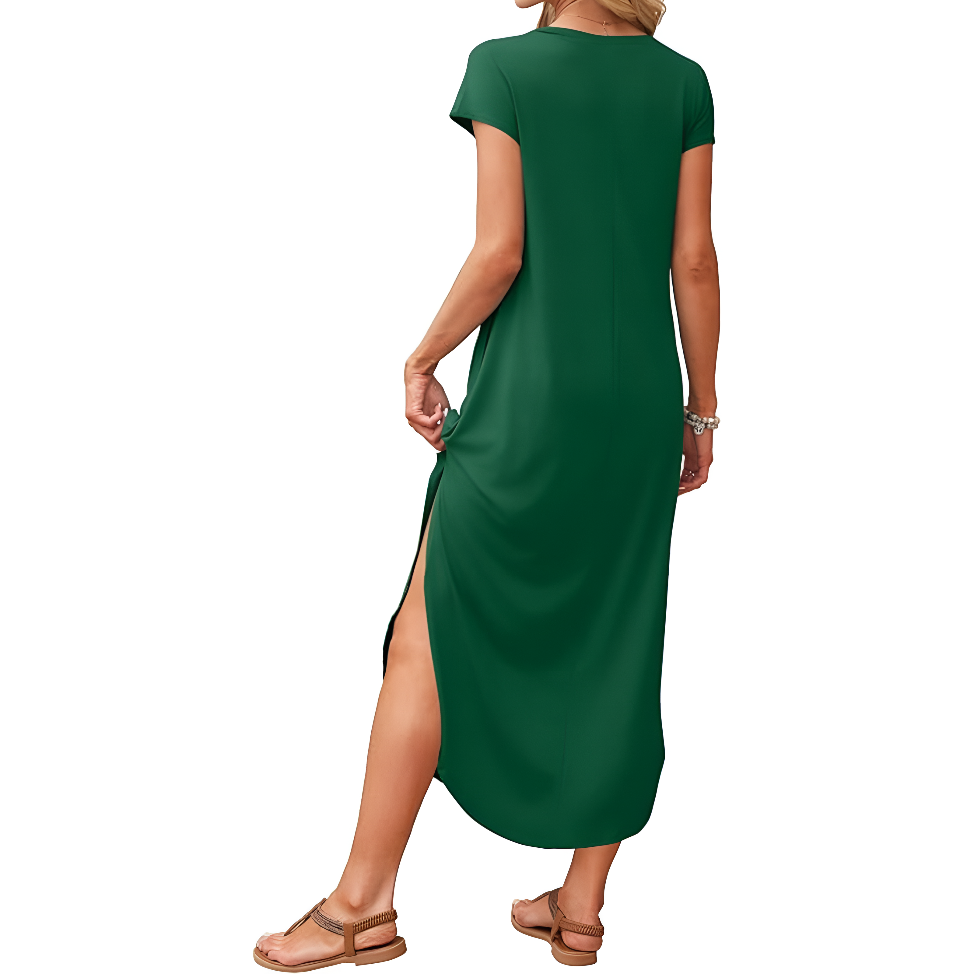 Summer And Casual V Neck Cap Sleeve Maxi For Women