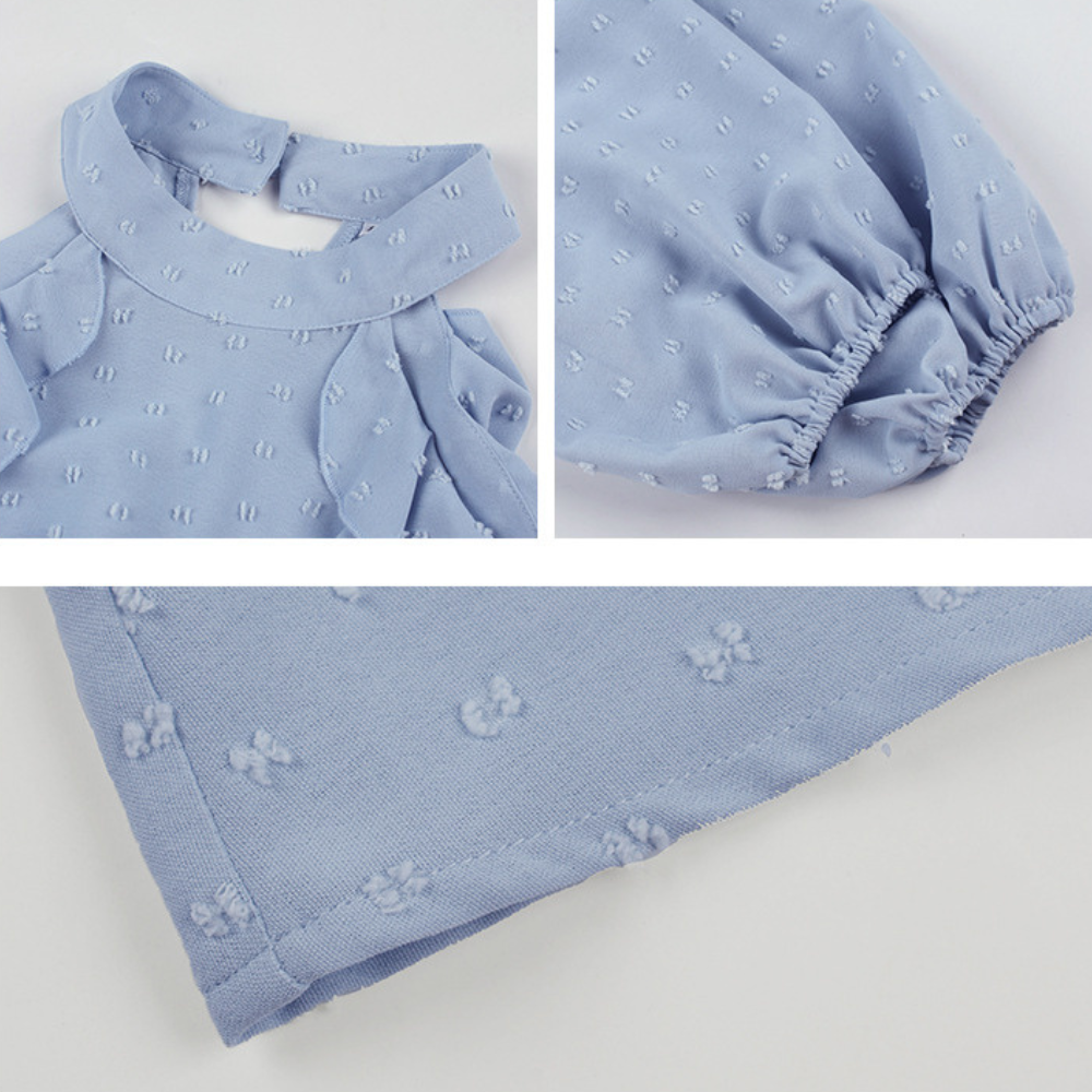 Ruffle Cold-Shoulder Polka Dots Blouse-My Comfy Blouse