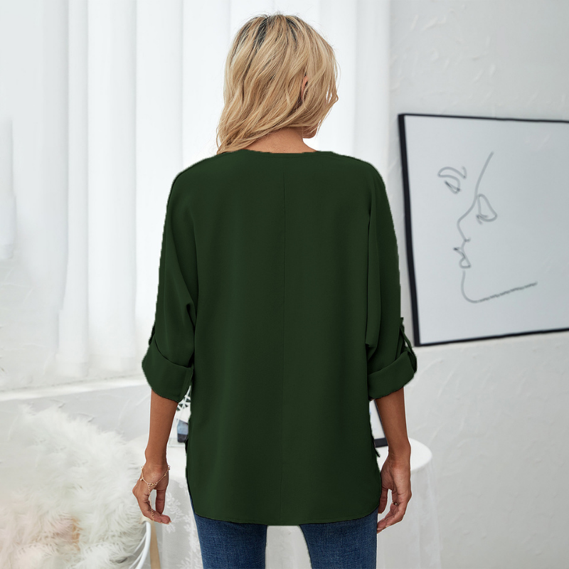 Long Sleeves V Neck Semi Formal Shirt-My Comfy Blouse