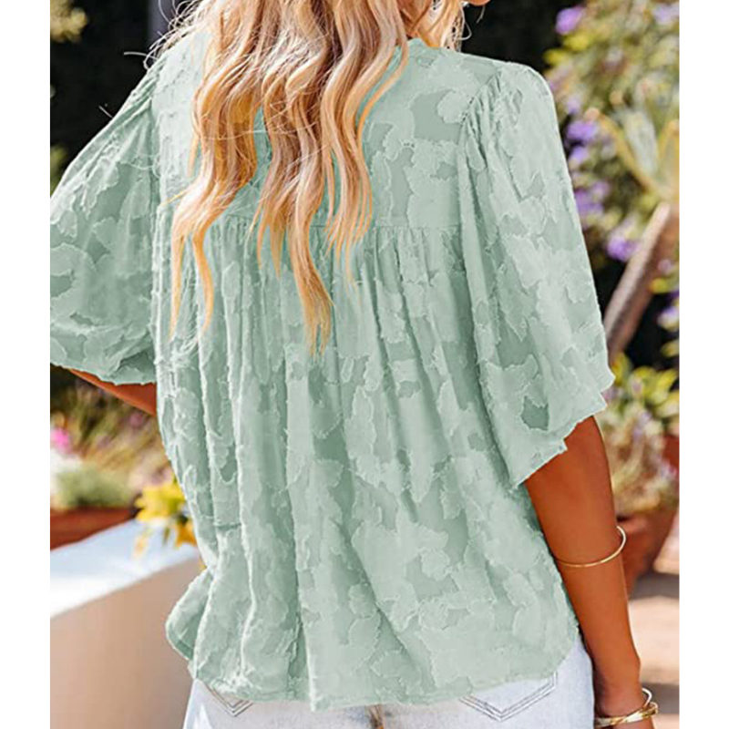 Horn Sleeve Doll Lace Blouse-My Comfy Blouse