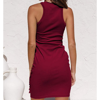Side Knot Sleeves Less Bodycon Midi Dress-My Comfy Blouse
