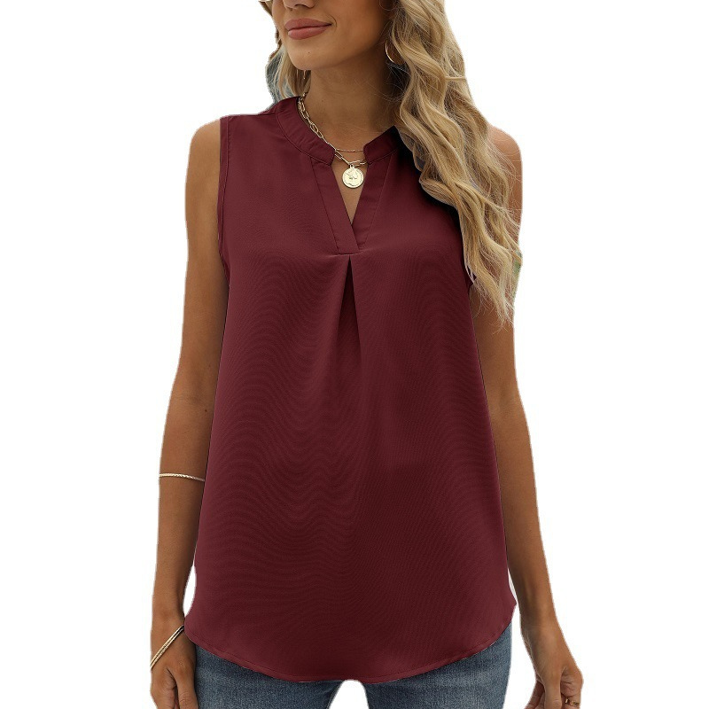 Sleeve Less Semi Formal Shirt-My Comfy Blouse