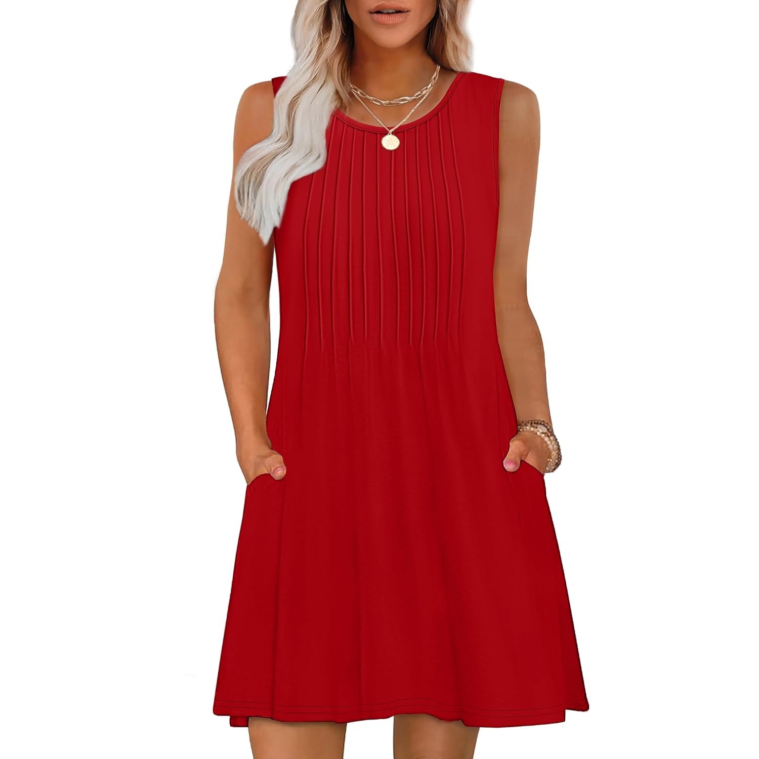 Casual Loose Sleeveless Beach Crew Dress For Women