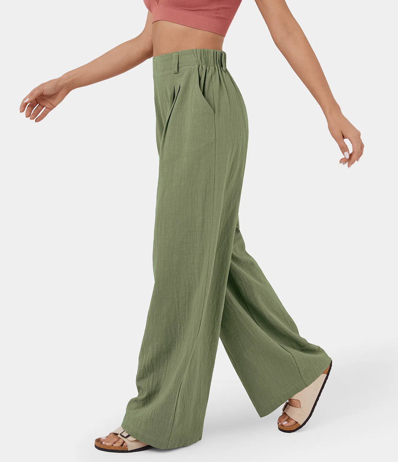 Flowy Solid Palazzo Pants With Side Pockets-My Comfy Blouse