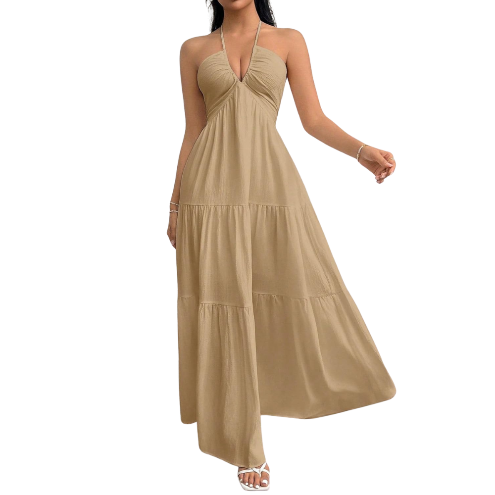 Summer And Beach Halter V Neck Casual Maxi For Women