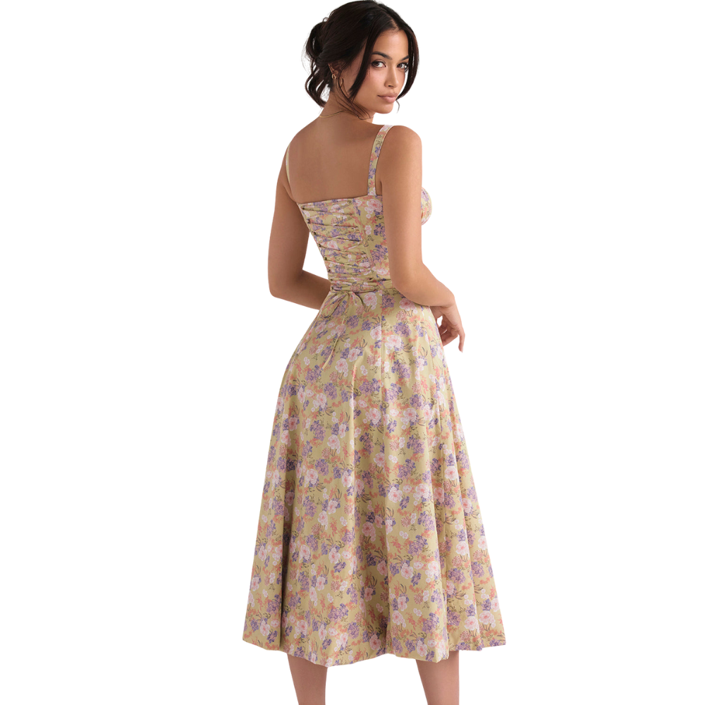 Floral Bustier Midriff Waist Shaper Dress