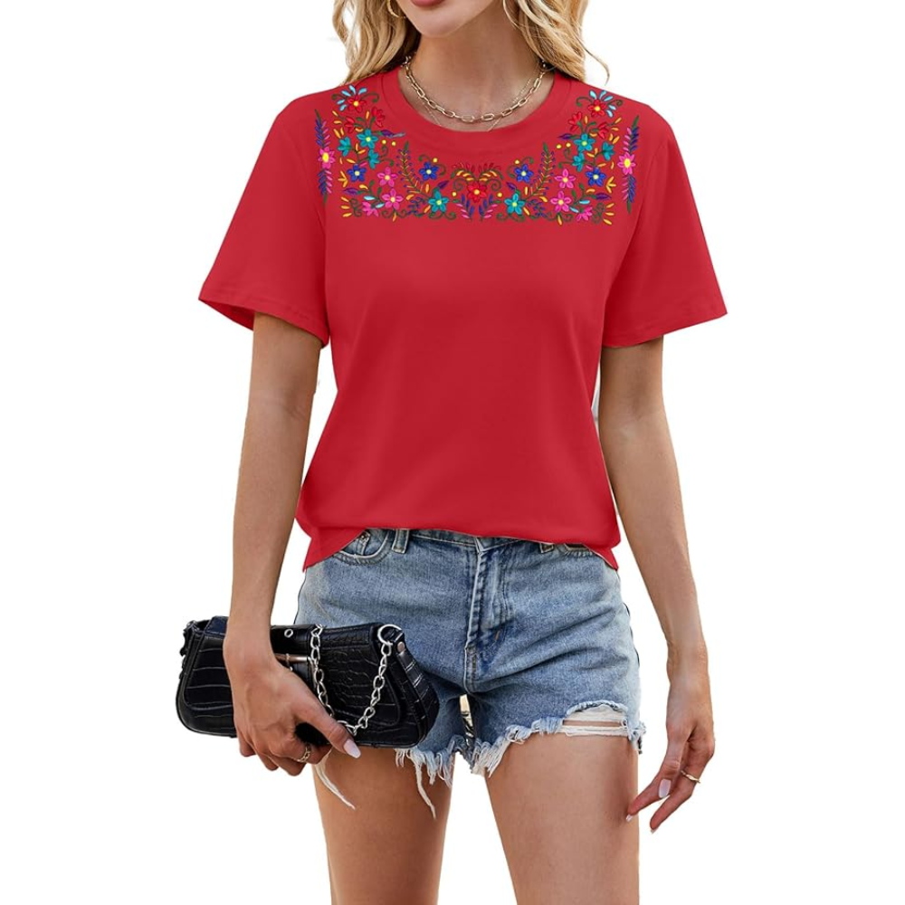 Fifa And Mexico T-shirt Casual Embroidered Party For Women